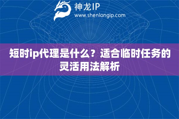 短时ip代理是什么？适合临时任务的灵活用法解析