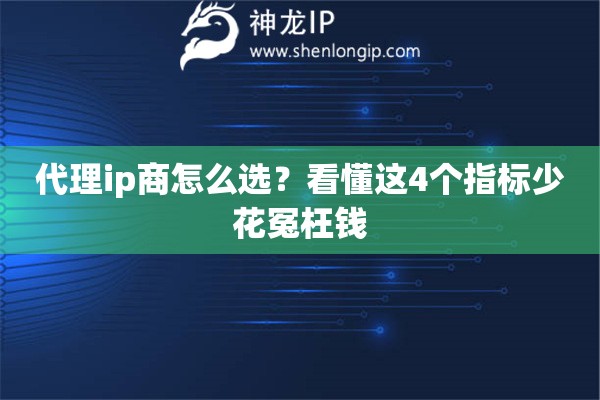 代理ip商怎么选？看懂这4个指标少花冤枉钱