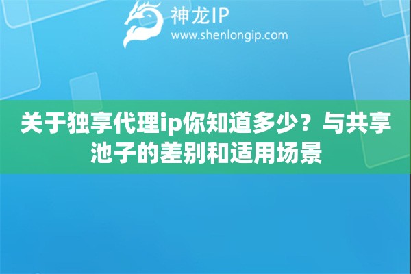 关于独享代理ip你知道多少？与共享池子的差别和适用场景
