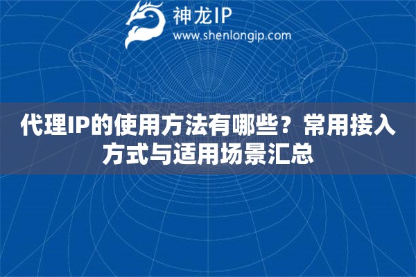 代理IP的使用方法有哪些？常用接入方式与适用场景汇总