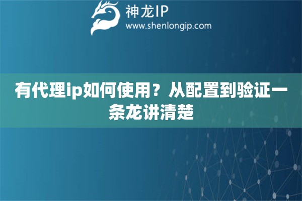 有代理ip如何使用?从配置到验证一条龙讲清楚 有代理ip如何使用?从配置到验证一条龙讲清楚