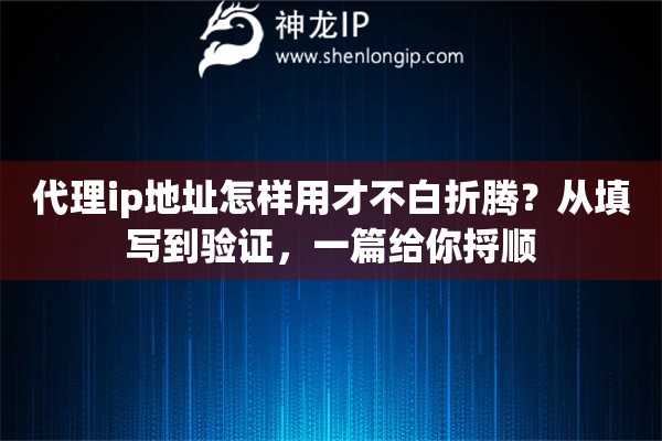 代理ip地址怎样用才不白折腾？从填写到验证，一篇给你捋顺