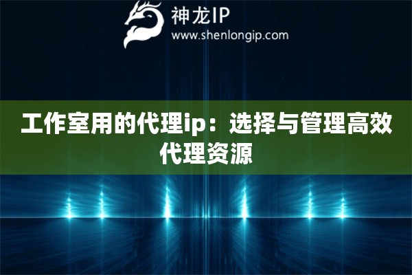 工作室用的代理ip：选择与管理高效代理资源