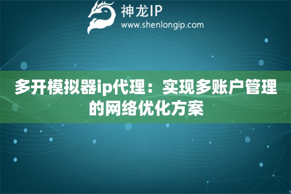 多开模拟器ip代理：实现多账户管理的网络优化方案