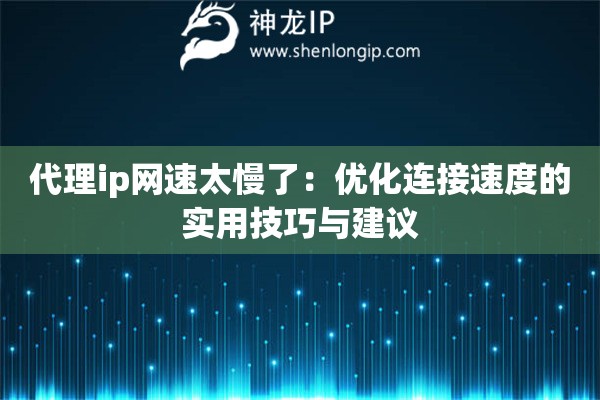代理ip网速太慢了：优化连接速度的实用技巧与建议