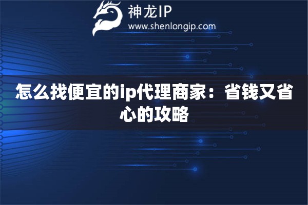 怎么找便宜的ip代理商家：省钱又省心的攻略