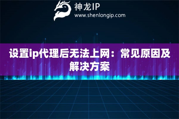 设置ip代理后无法上网：常见原因及解决方案