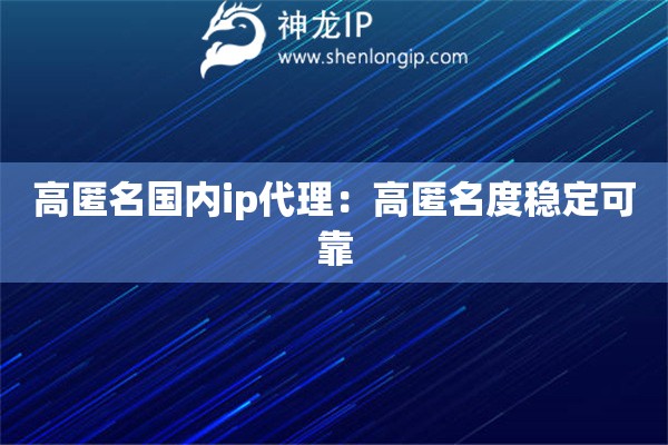 高匿名国内ip代理：高匿名度稳定可靠
