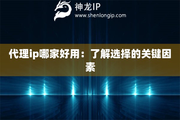 代理ip哪家好用：了解选择的关键因素