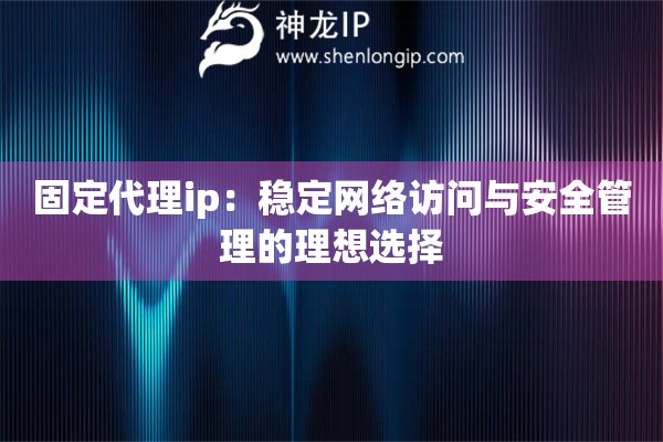 固定代理ip：稳定网络访问与安全管理的理想选择
