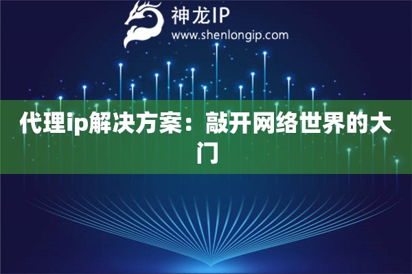 代理ip解决方案：敲开网络世界的大门