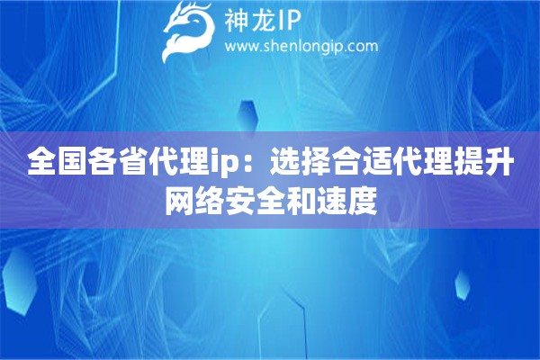 全国各省代理ip：选择合适代理提升网络安全和速度