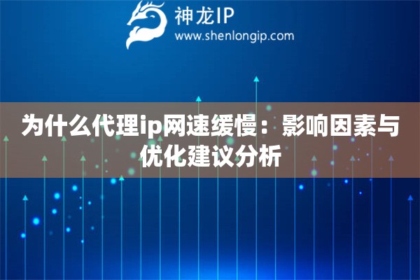 为什么代理ip网速缓慢：影响因素与优化建议分析
