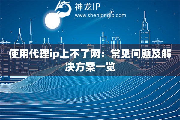 使用代理ip上不了网：常见问题及解决方案一览