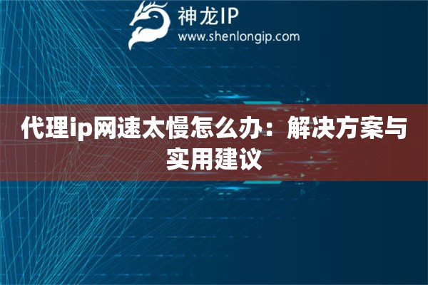 代理ip网速太慢怎么办：解决方案与实用建议