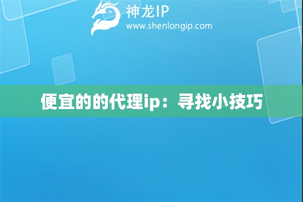 便宜的的代理ip：寻找小技巧