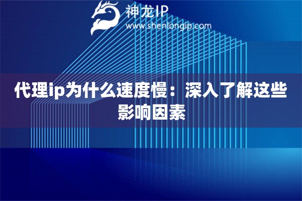 代理ip为什么速度慢：深入了解这些影响因素