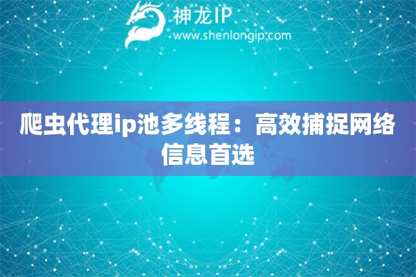 爬虫代理ip池多线程：高效捕捉网络信息首选