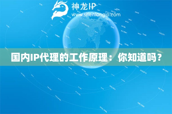 国内IP代理的工作原理：你知道吗？