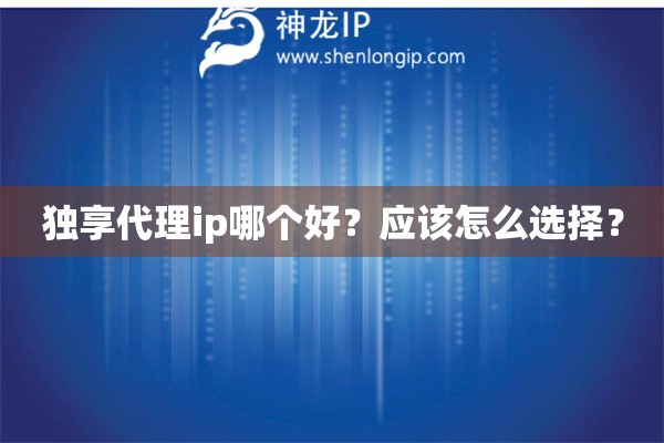 独享代理ip哪个好？应该怎么选择？