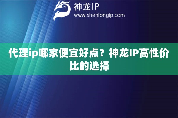 代理ip哪家便宜好点？神龙IP高性价比的选择