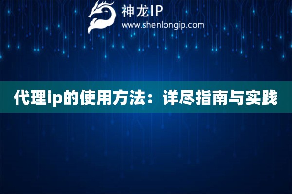 代理ip的使用方法：详尽指南与实践