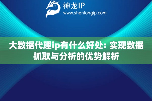 大数据代理ip有什么好处: 实现数据抓取与分析的优势解析