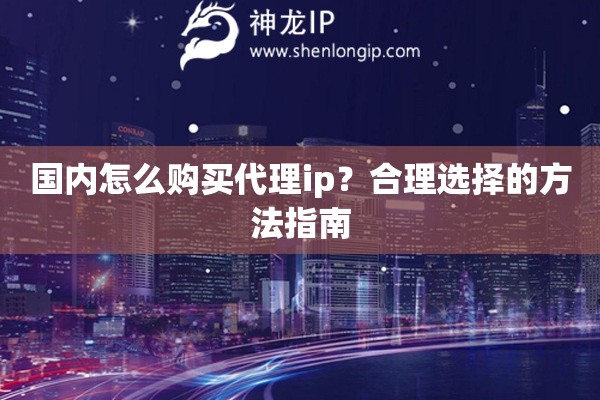 国内怎么购买代理ip？合理选择的方法指南