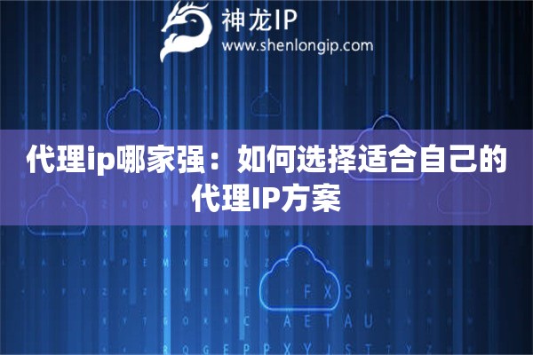 代理ip哪家强：如何选择适合自己的代理IP方案