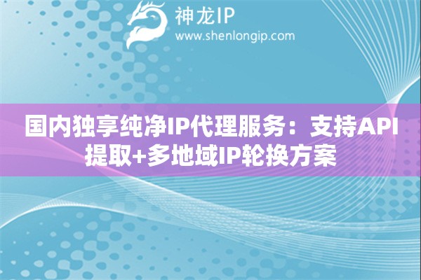 国内独享纯净IP代理服务：支持API提取+多地域IP轮换方案
