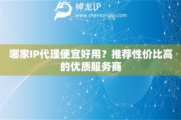 哪家IP代理便宜好用？推荐性价比高的优质服务商