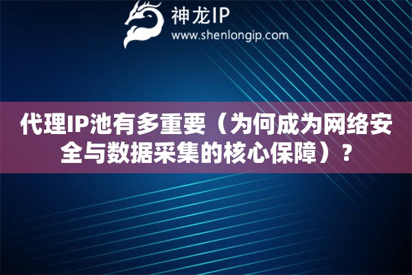 代理IP池有多重要（为何成为网络安全与数据采集的核心保障）？