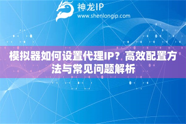 模拟器如何设置代理IP？高效配置方法与常见问题解析
