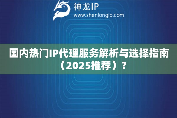 国内热门IP代理服务解析与选择指南（2025推荐）？