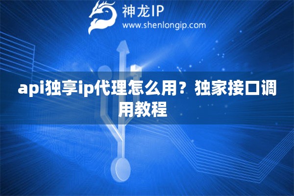 api独享ip代理怎么用？独家接口调用教程  