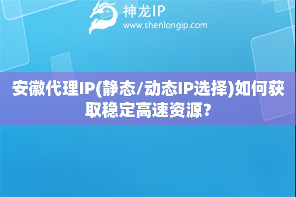 安徽代理IP(静态/动态IP选择)如何获取稳定高速资源？