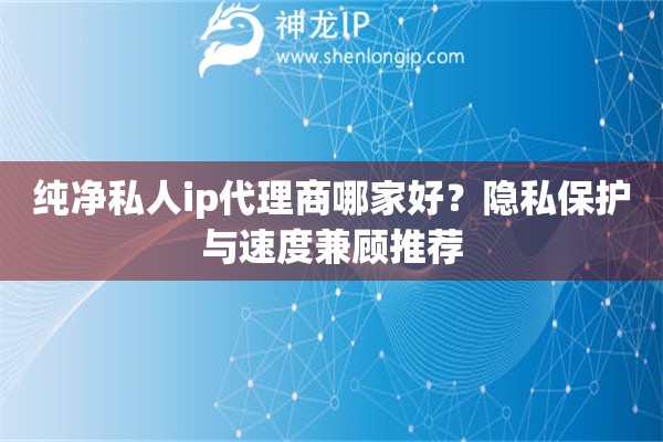 纯净私人ip代理商哪家好？隐私保护与速度兼顾推荐
