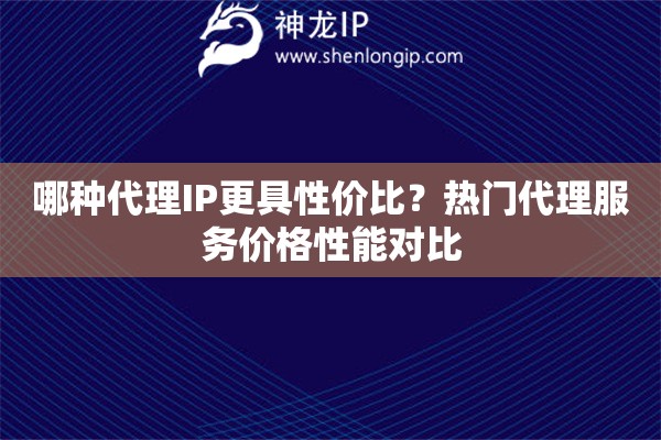 哪种代理IP更具性价比？热门代理服务价格性能对比