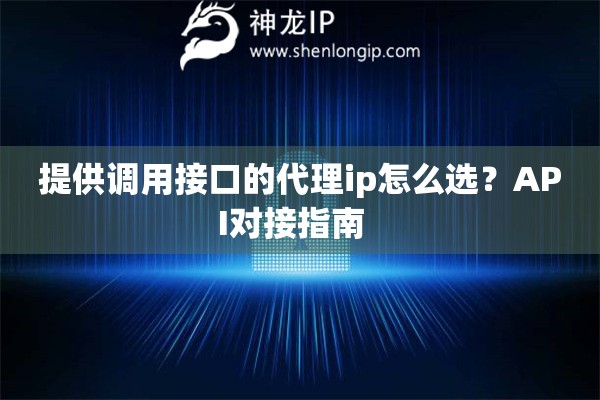 提供调用接口的代理ip怎么选？API对接指南  