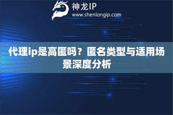 代理ip是高匿吗？匿名类型与适用场景深度分析