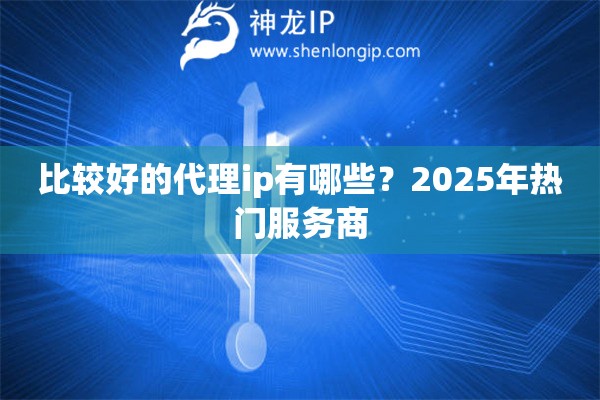 比较好的代理ip有哪些？2025年热门服务商