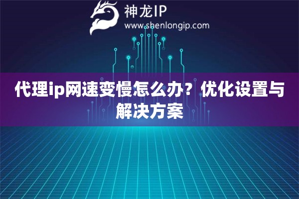 代理ip网速变慢怎么办？优化设置与解决方案