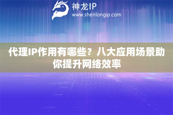代理IP作用有哪些？八大应用场景助你提升网络效率