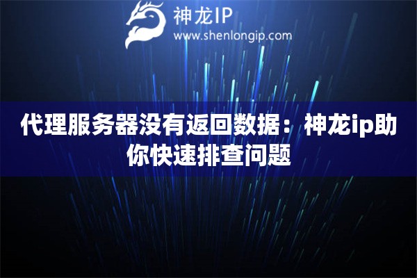 代理服务器没有返回数据：神龙ip助你快速排查问题
