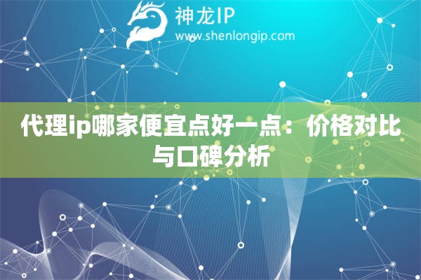 代理ip哪家便宜点好一点：价格对比与口碑分析