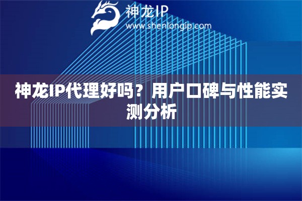 神龙IP代理好吗？用户口碑与性能实测分析