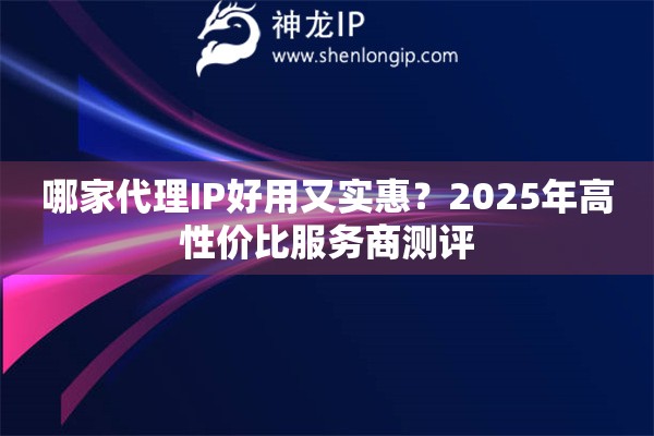 哪家代理IP好用又实惠？2025年高性价比服务商测评