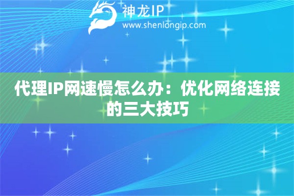 代理IP网速慢怎么办：优化网络连接的三大技巧