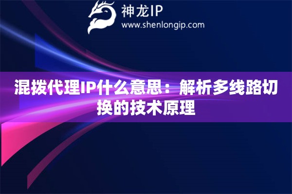 混拨代理IP什么意思：解析多线路切换的技术原理