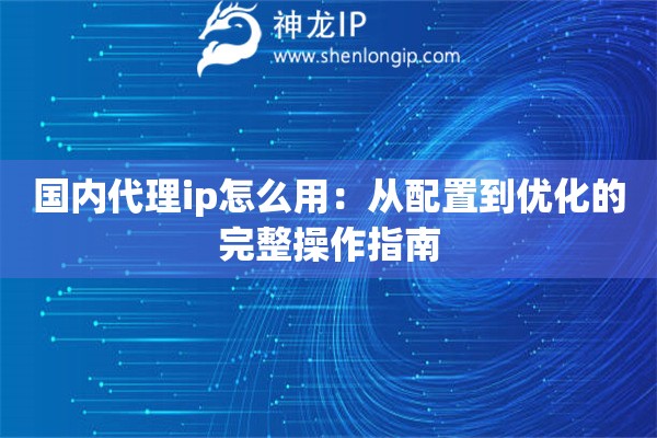 国内代理ip怎么用：从配置到优化的完整操作指南